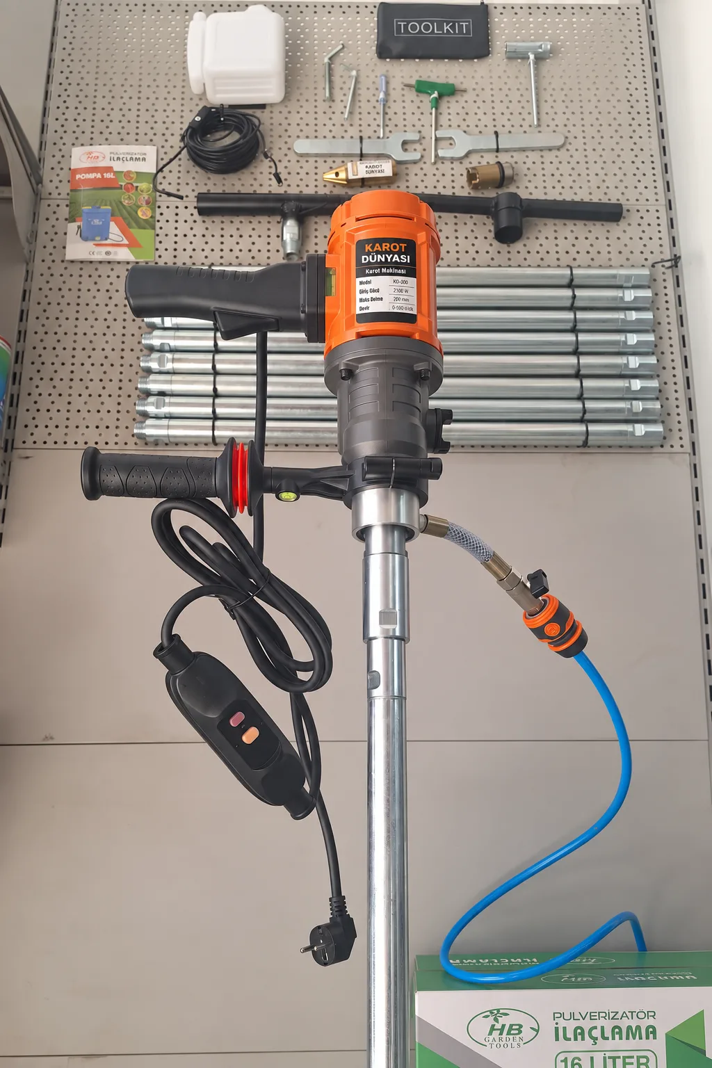Elektrikli Karot & El Sondaj Makinesi 1900W 5Mt. Set