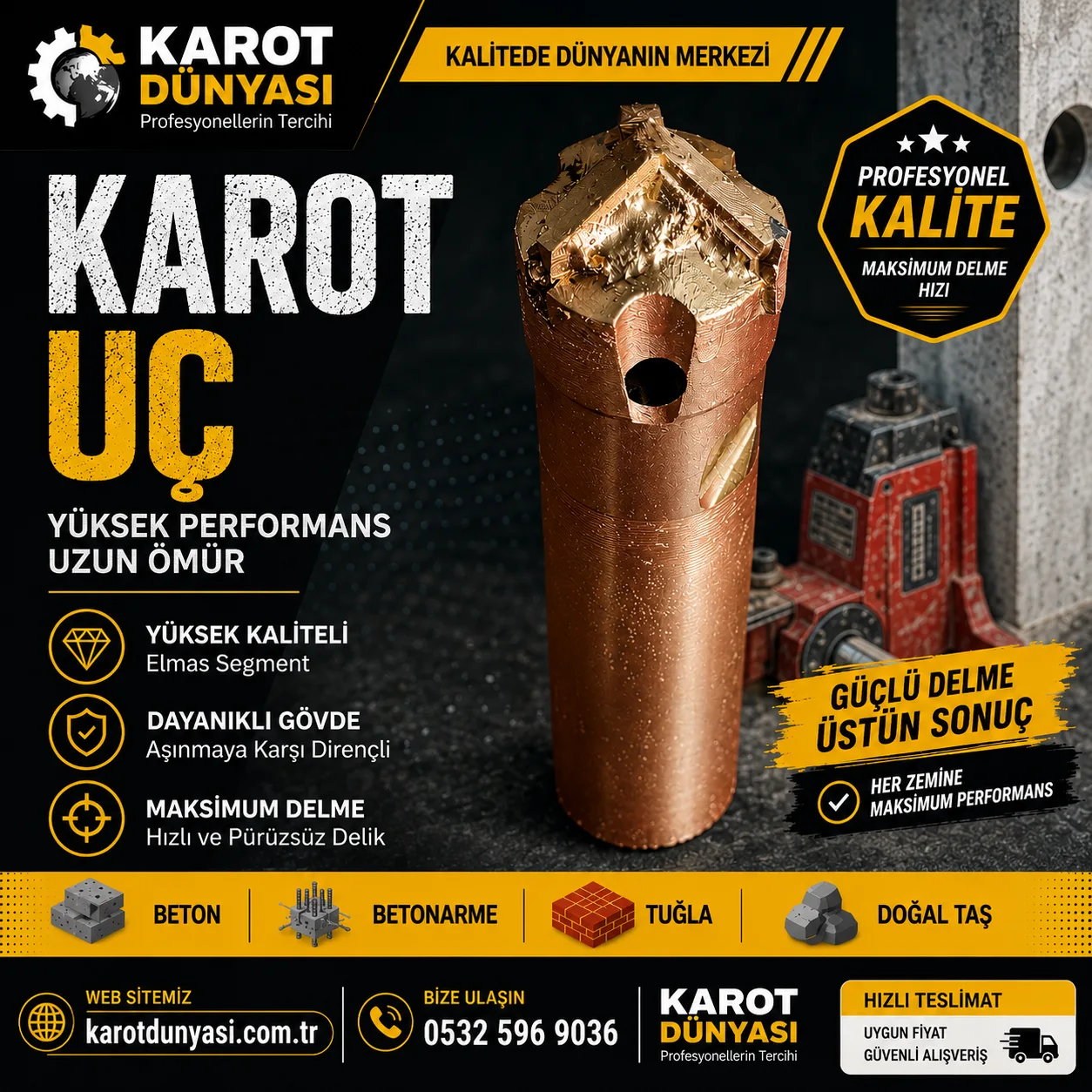Profesyonel Karot Uçları – Dayanıklı, Hassas ve Yüksek Performanslı