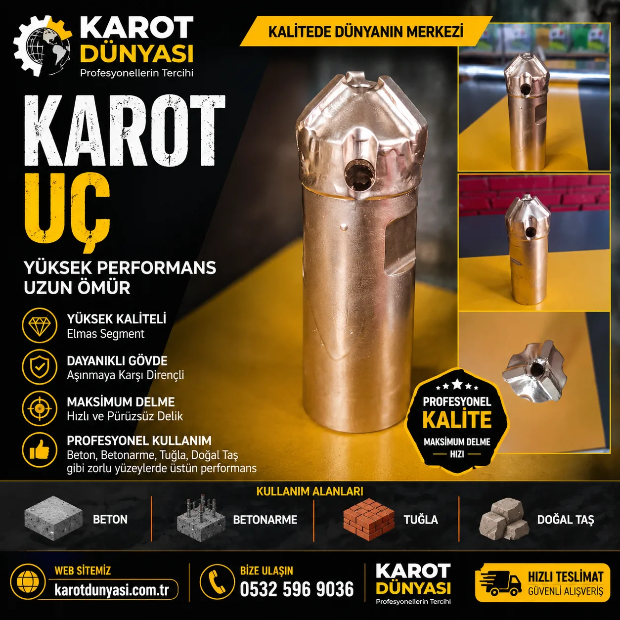 Profesyonel Karot Uçları – Dayanıklı, Hassas ve Yüksek Performanslı