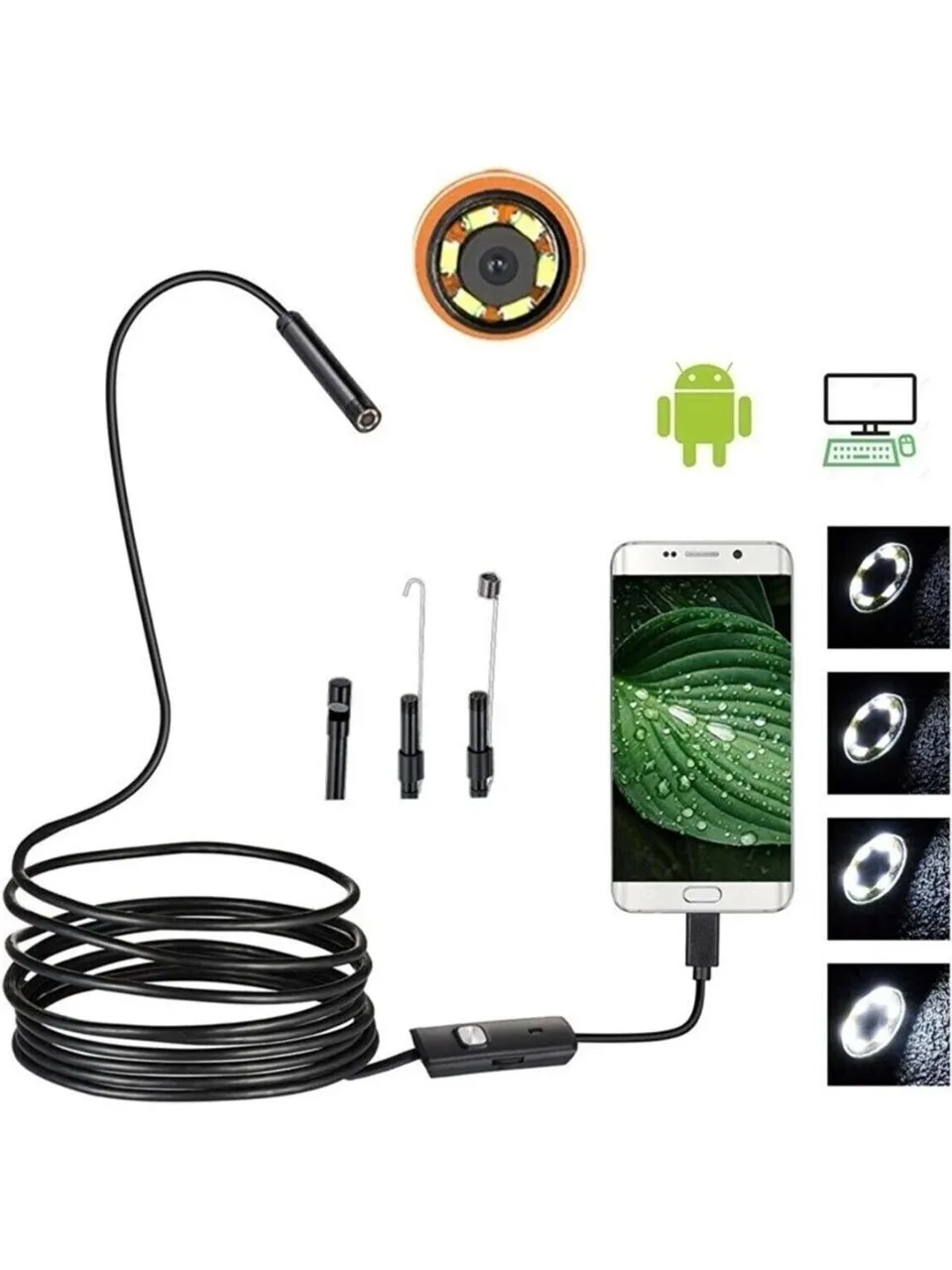 10 Metre Yılan Kamera – IP67 Endoskop Kamera Type-C USB Micro USB